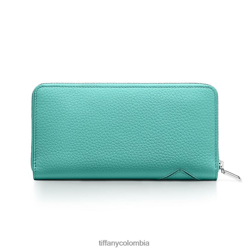 Tiffany cartera grande con cremallera unisexo 2J40B82428 accesorios en cuero azul tiffany