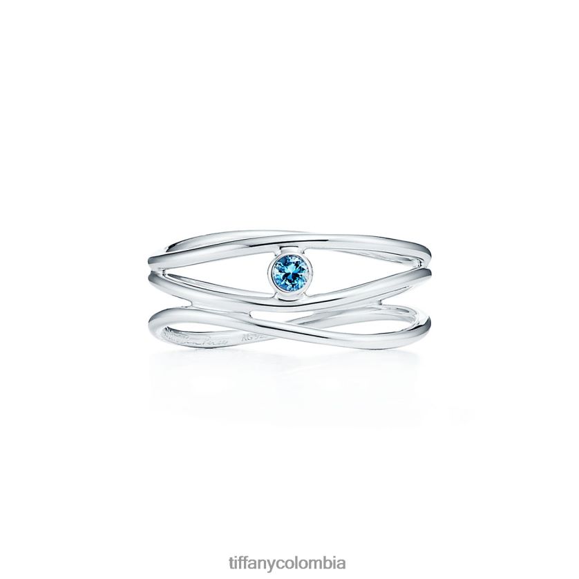 Tiffany anillo ondulado de tres hileras unisexo 2J40B81693 joyas