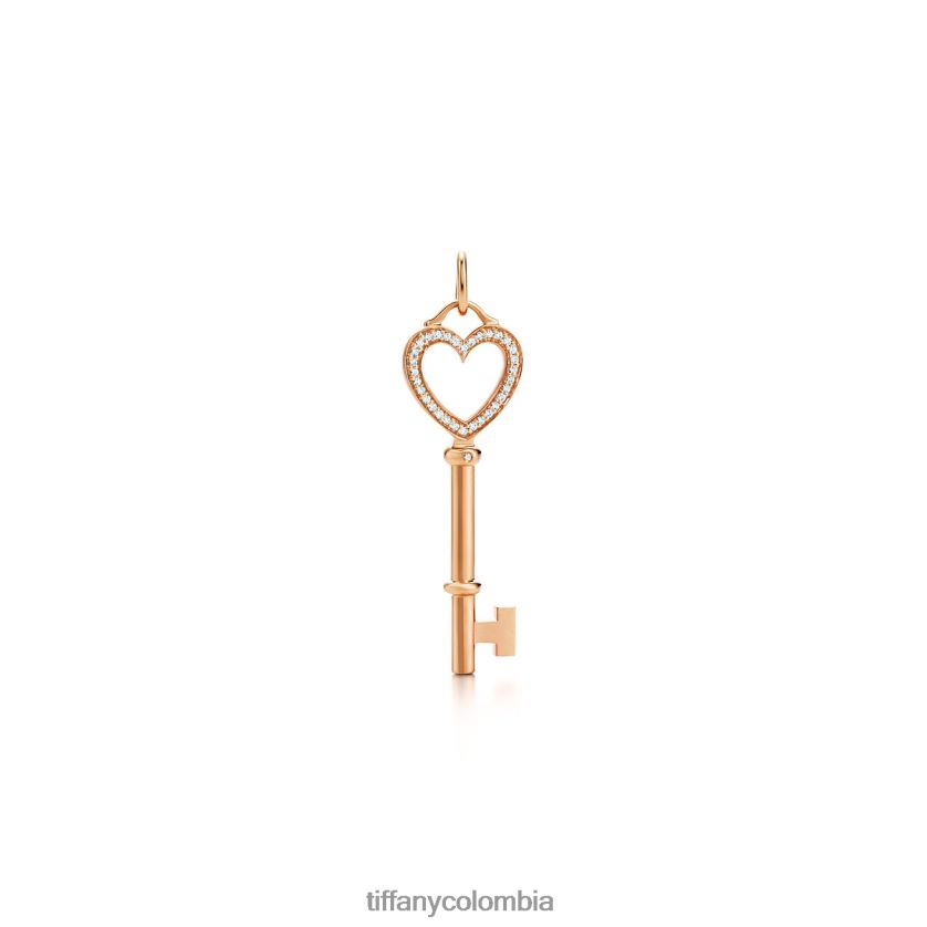 Tiffany Charm y cadena con llave en forma de corazón y diamantes unisexo 2J40B8677 joyas