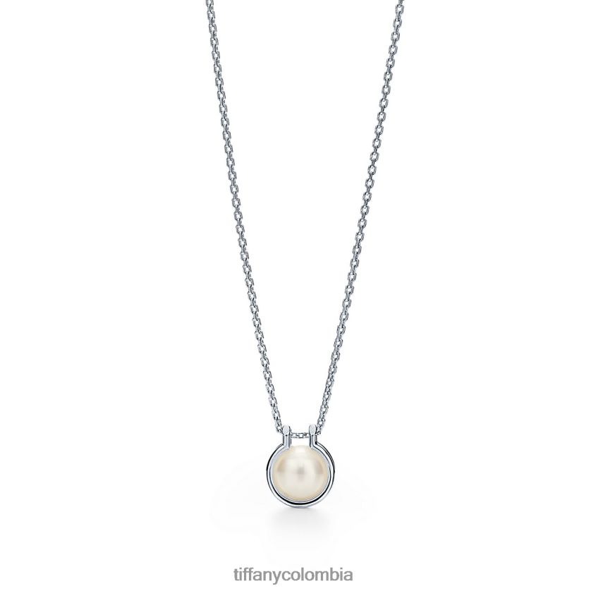 Tiffany Colgante de eslabones de perlas de agua dulce en plata de ley, 16-18" unisexo 2J40B859 joyas