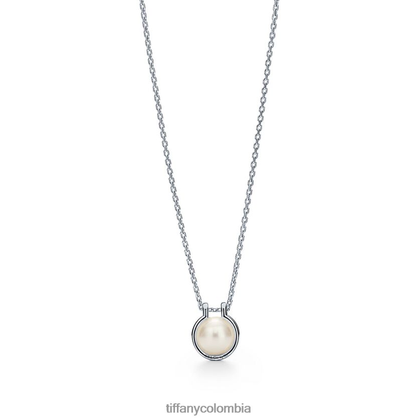 Tiffany Colgante de eslabones de perlas de agua dulce en plata de ley, 16-18" unisexo 2J40B859 joyas