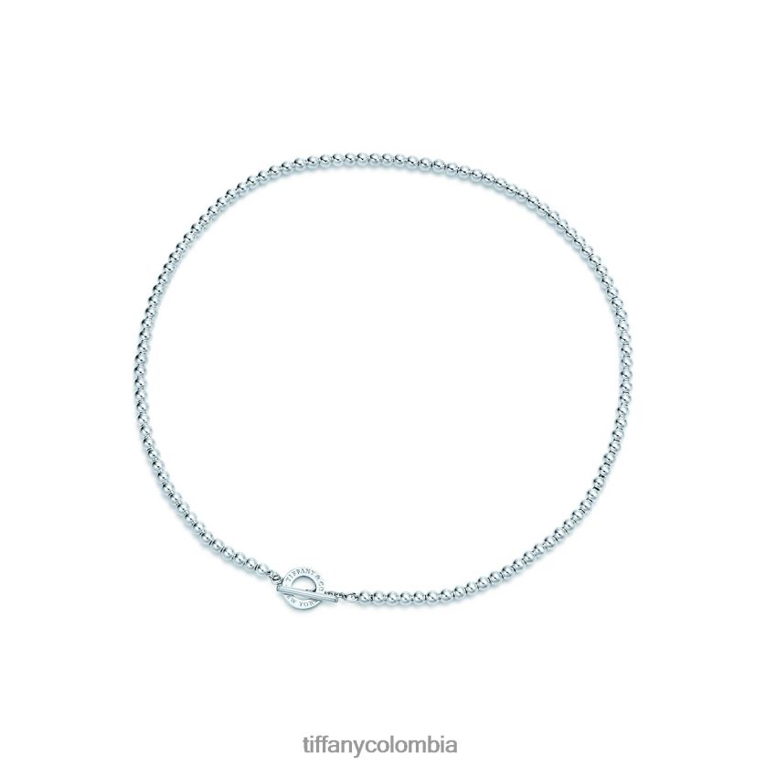 Tiffany alternar collar de cuentas unisexo 2J40B8583 joyas en plata de primera ley, 4 mm