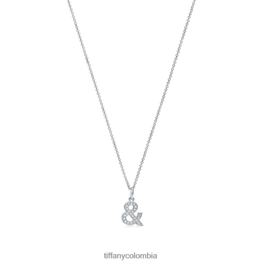 Tiffany colgante ampersand en oro blanco de 18k con diamantes unisexo 2J40B8452 joyas