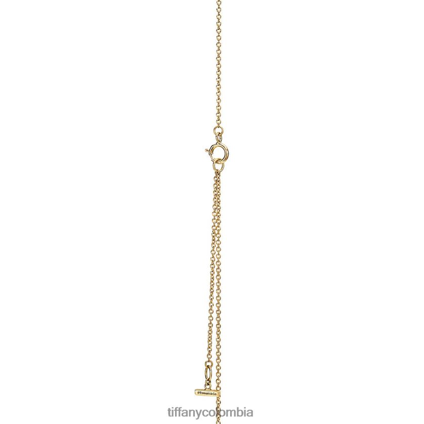 Tiffany colgante circular con diamantes y ojo de tigre unisexo 2J40B8395 joyas en oro de 18k, 16-18"