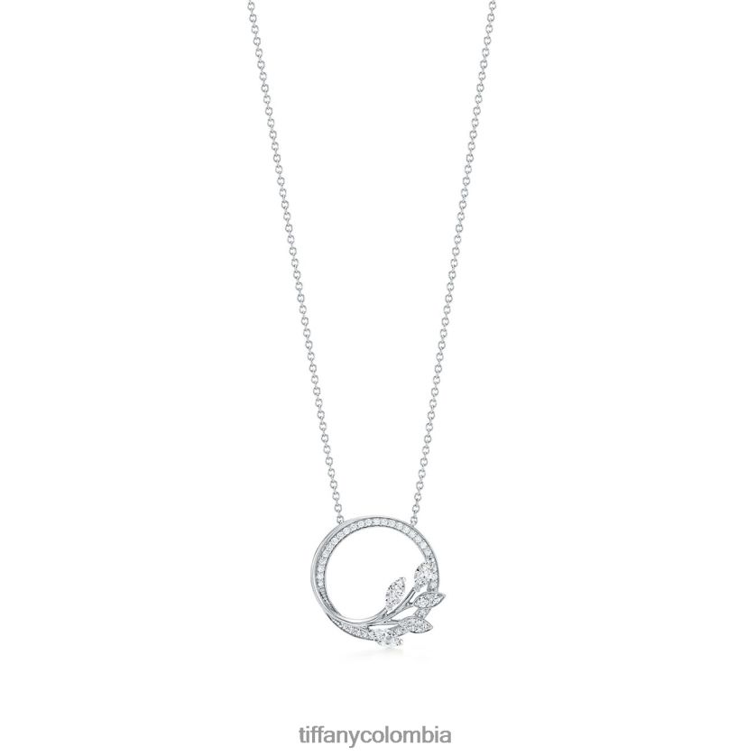 Tiffany colgante circular de diamantes en forma de enredadera en platino unisexo 2J40B832 joyas