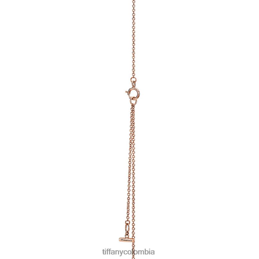 Tiffany colgante circular de diamantes y nácar unisexo 2J40B8133 joyas en oro rosa de 18k, 16-18"