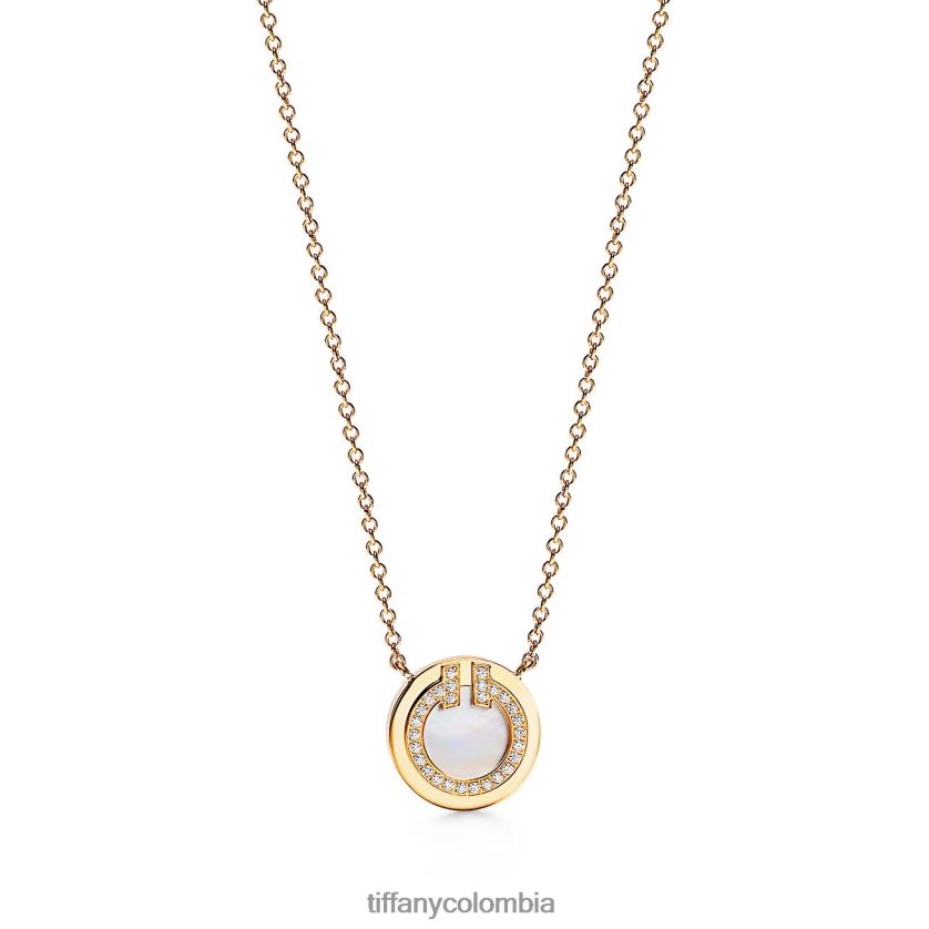 Tiffany colgante circular de diamantes y nácar unisexo 2J40B8544 joyas en oro de 18k, 16-18" - Haga un click en la imagen para cerrar