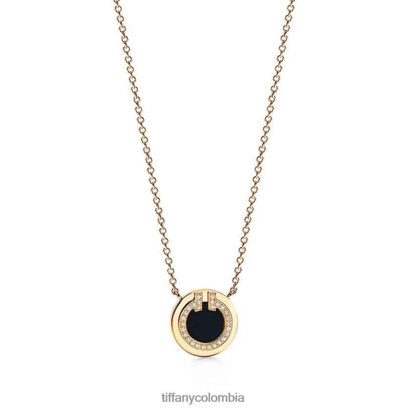 Tiffany colgante circular de diamantes y ónix negro unisexo 2J40B8334 joyas en oro de 18k, 16-18" - Haga un click en la imagen para cerrar