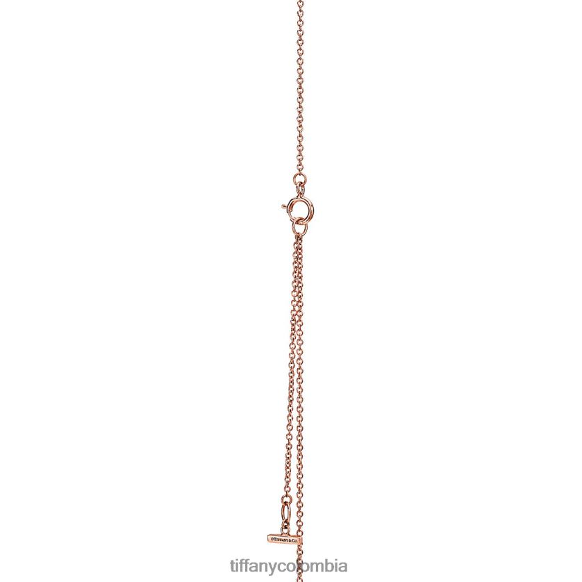 Tiffany colgante circular de diamantes y ónix negro unisexo 2J40B8426 joyas en oro rosa de 18k, 16-18"