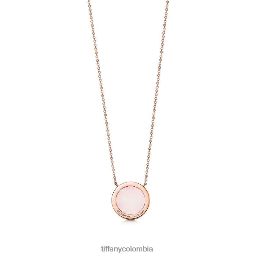 Tiffany colgante circular de diamantes y ópalo rosa unisexo 2J40B8114 joyas en oro rosa de 18k, 16-18"