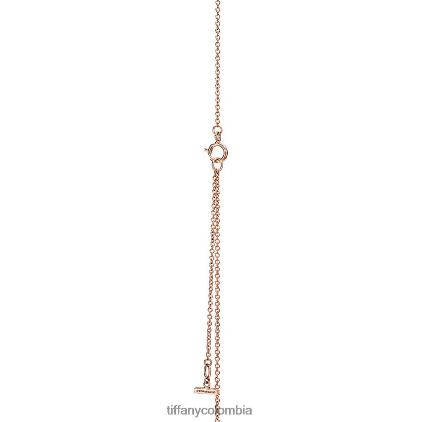 Tiffany colgante circular de diamantes y ópalo rosa unisexo 2J40B8114 joyas en oro rosa de 18k, 16-18"