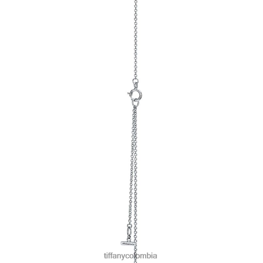 Tiffany colgante circular de diamantes y turquesas unisexo 2J40B8135 joyas en oro blanco de 18k, 16-18"