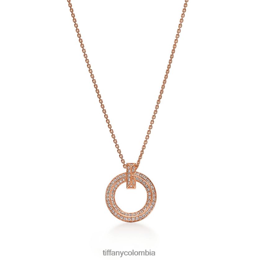 Tiffany colgante circular t1 unisexo 2J40B8115 joyas en oro rosa con pavé de diamantes - Haga un click en la imagen para cerrar