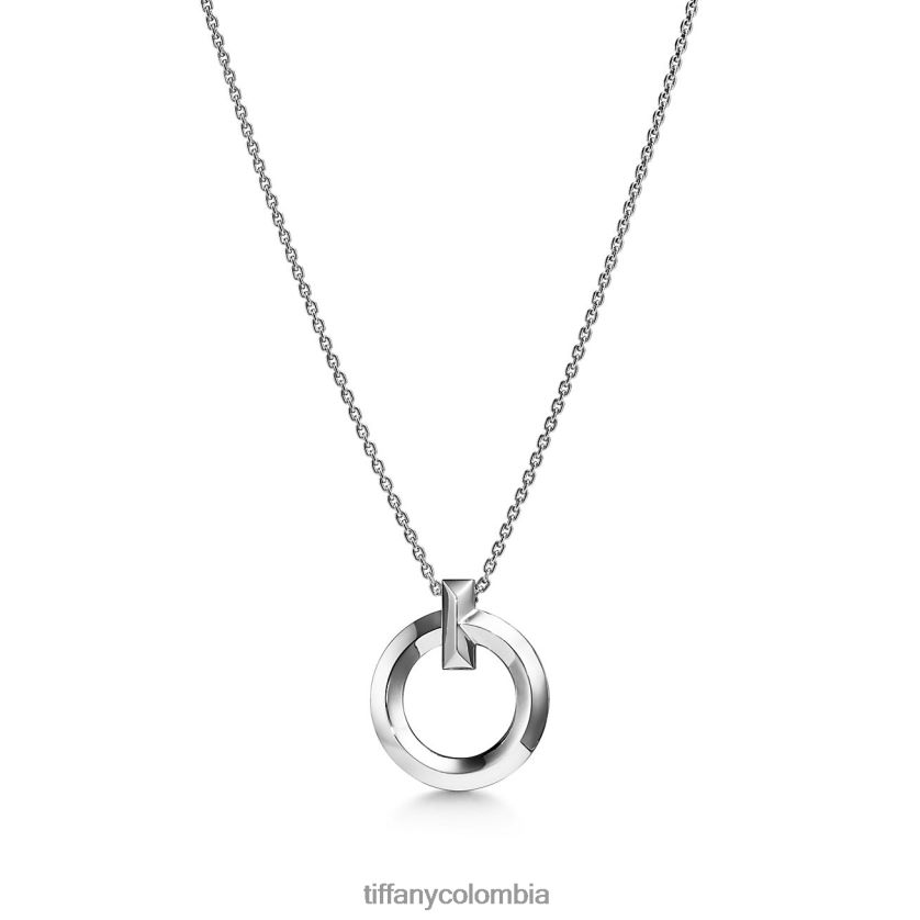 Tiffany colgante circular t1 unisexo 2J40B8116 joyas en oro blanco, pequeño