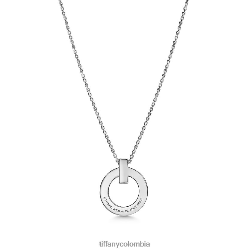 Tiffany colgante circular t1 unisexo 2J40B8116 joyas en oro blanco, pequeño