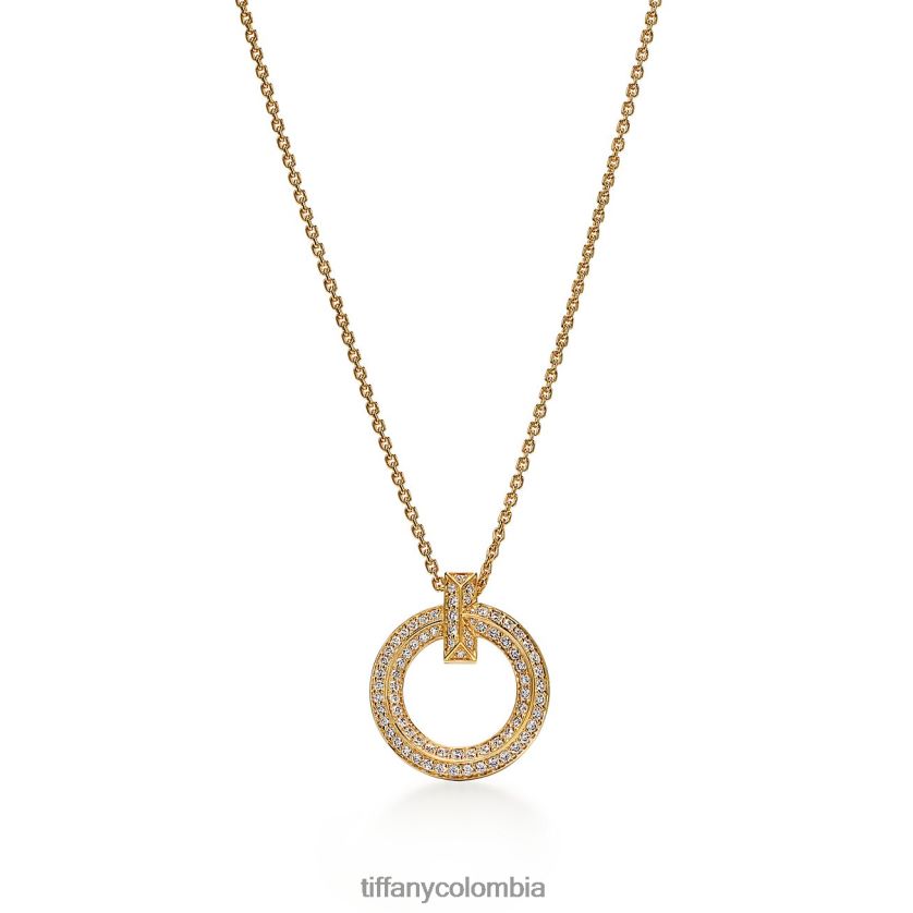 Tiffany colgante circular t1 unisexo 2J40B819 joyas en oro amarillo con pavé de diamantes