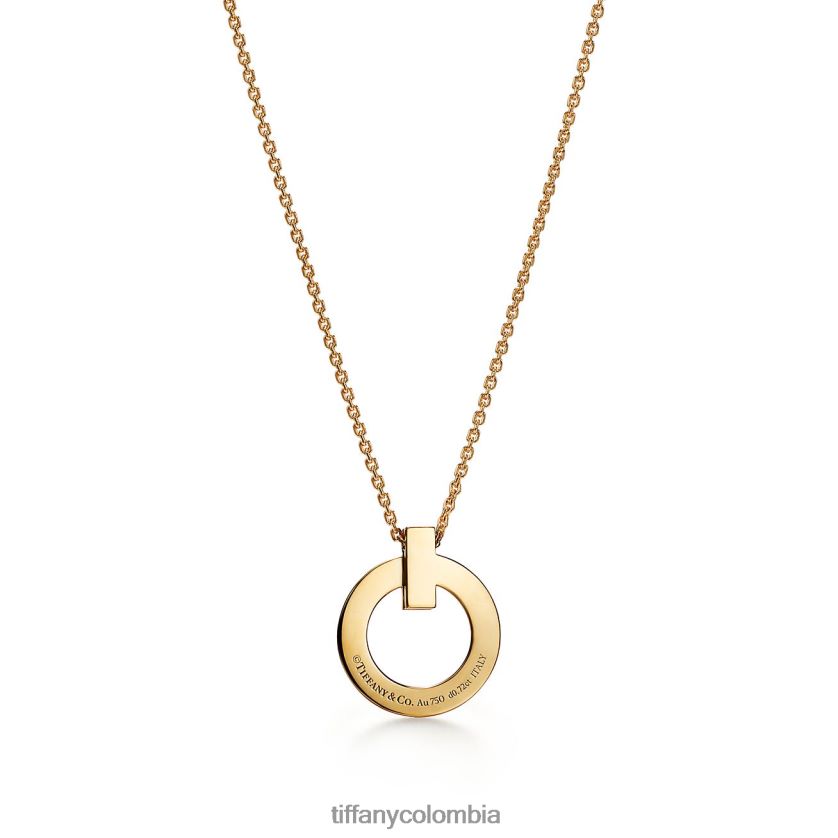 Tiffany colgante circular t1 unisexo 2J40B819 joyas en oro amarillo con pavé de diamantes