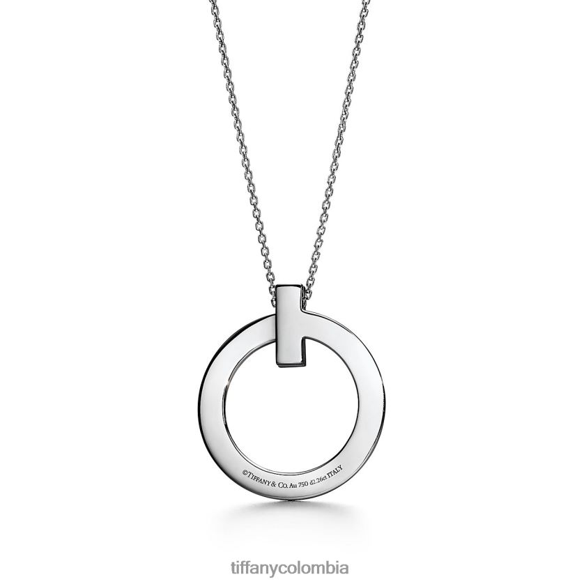 Tiffany colgante circular t1 unisexo 2J40B8216 joyas en oro blanco de 18k con diamantes, grande