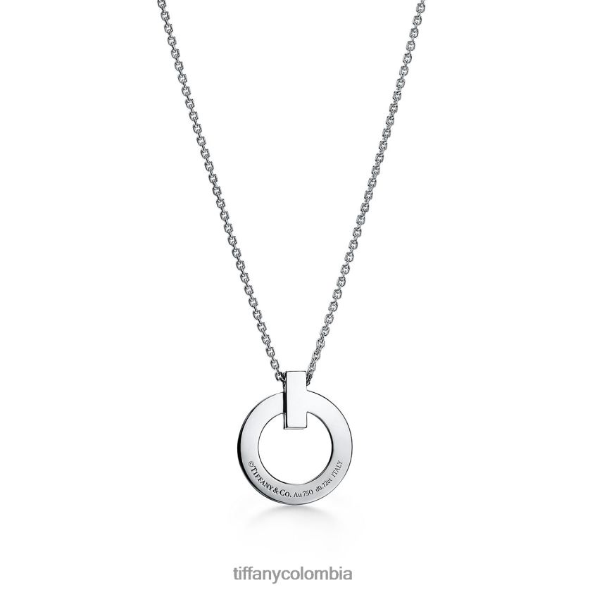 Tiffany colgante circular t1 unisexo 2J40B84 joyas en oro blanco con pavé de diamantes