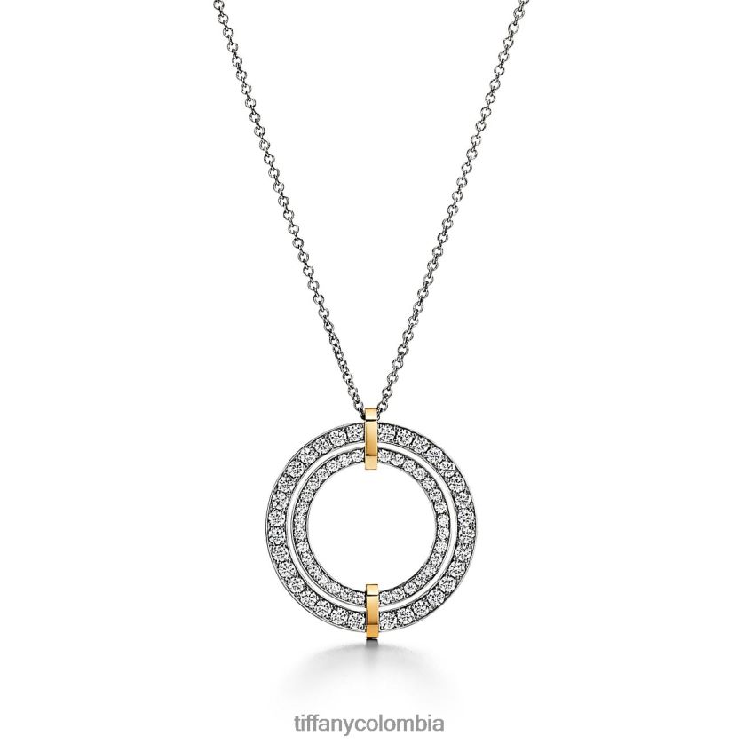 Tiffany colgante circular unisexo 2J40B8433 joyas en platino y oro amarillo con diamantes, grande