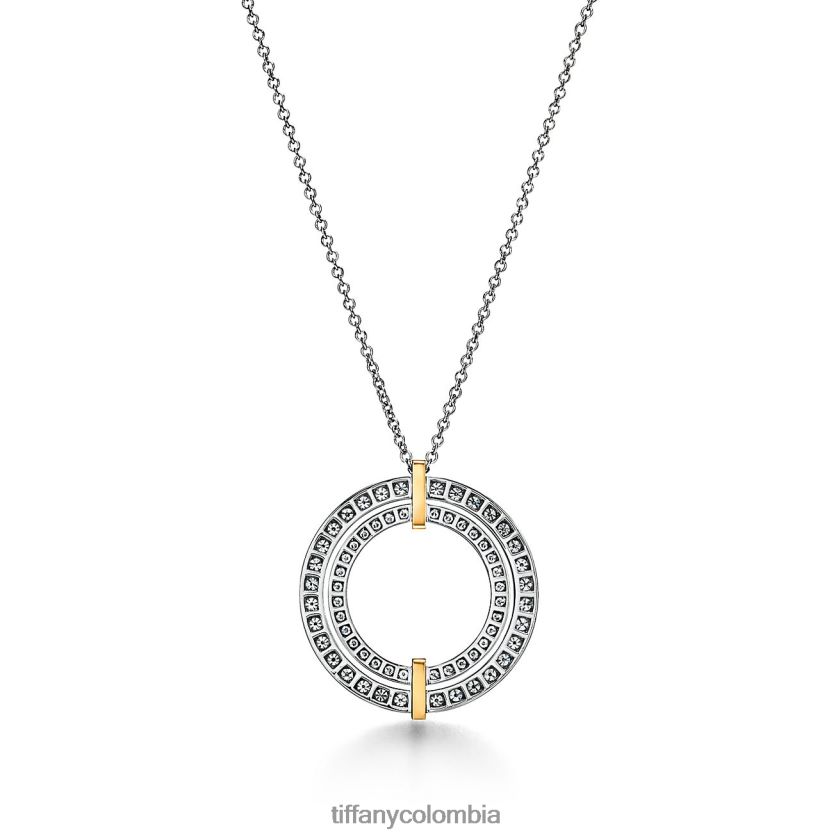 Tiffany colgante circular unisexo 2J40B8433 joyas en platino y oro amarillo con diamantes, grande