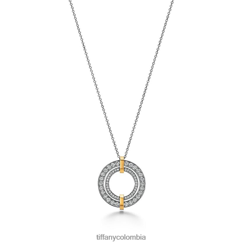 Tiffany colgante circular unisexo 2J40B861 joyas en platino y oro amarillo con diamantes, pequeño