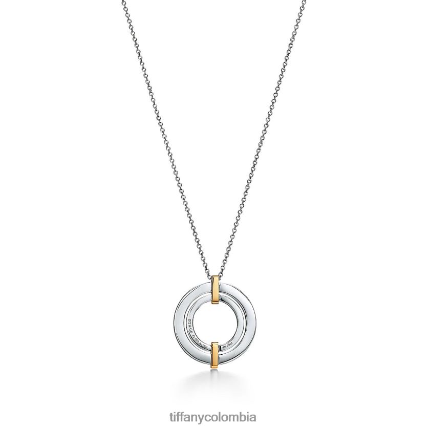 Tiffany colgante circular unisexo 2J40B861 joyas en platino y oro amarillo con diamantes, pequeño