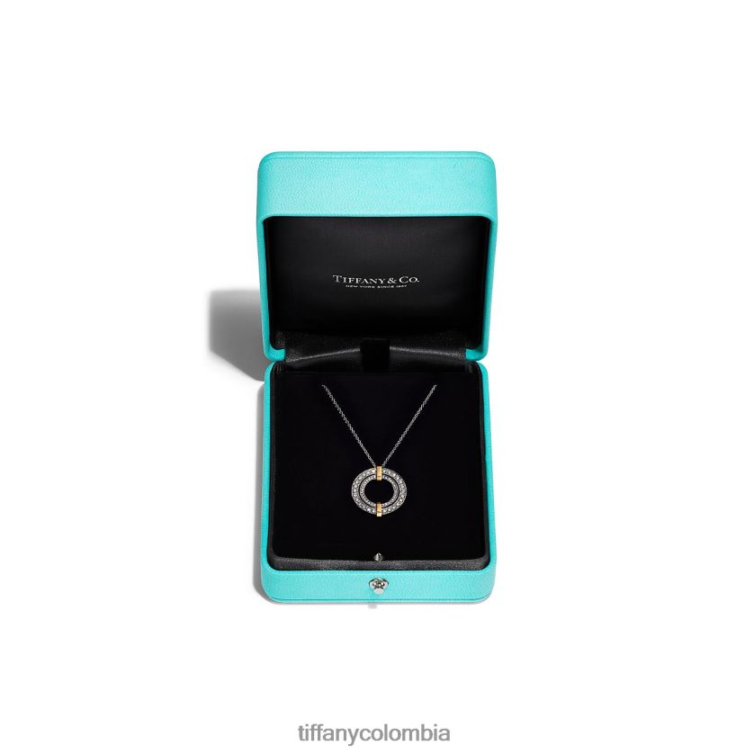 Tiffany colgante circular unisexo 2J40B861 joyas en platino y oro amarillo con diamantes, pequeño