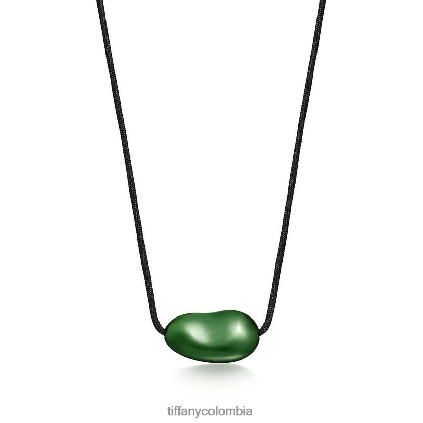 Tiffany colgante con diseño de frijol unisexo 2J40B8157 joyas con jade verde, 29 x 50 mm