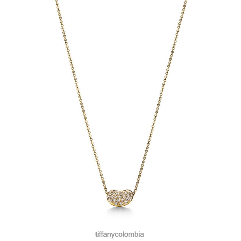 Tiffany colgante con diseño de frijol unisexo 2J40B8214 joyas en oro amarillo con pavé de diamantes, 12 mm - Haga un click en la imagen para cerrar