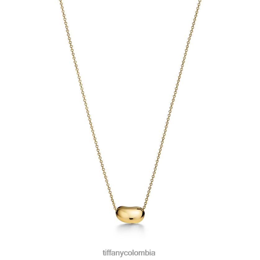 Tiffany colgante con diseño de frijol unisexo 2J40B8214 joyas en oro amarillo con pavé de diamantes, 12 mm