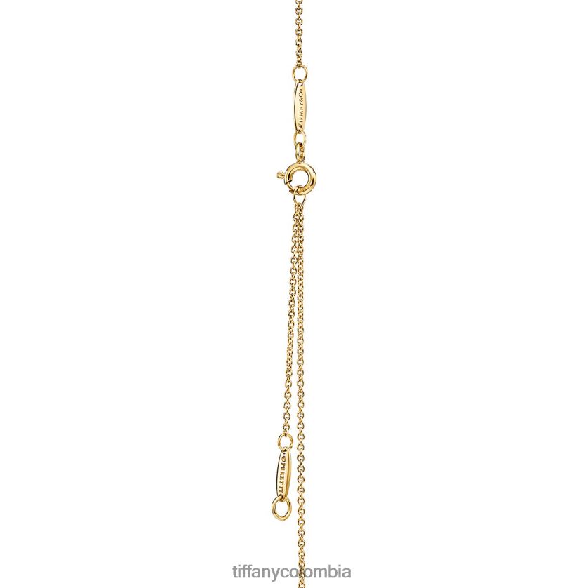 Tiffany colgante con diseño de frijol unisexo 2J40B8214 joyas en oro amarillo con pavé de diamantes, 12 mm