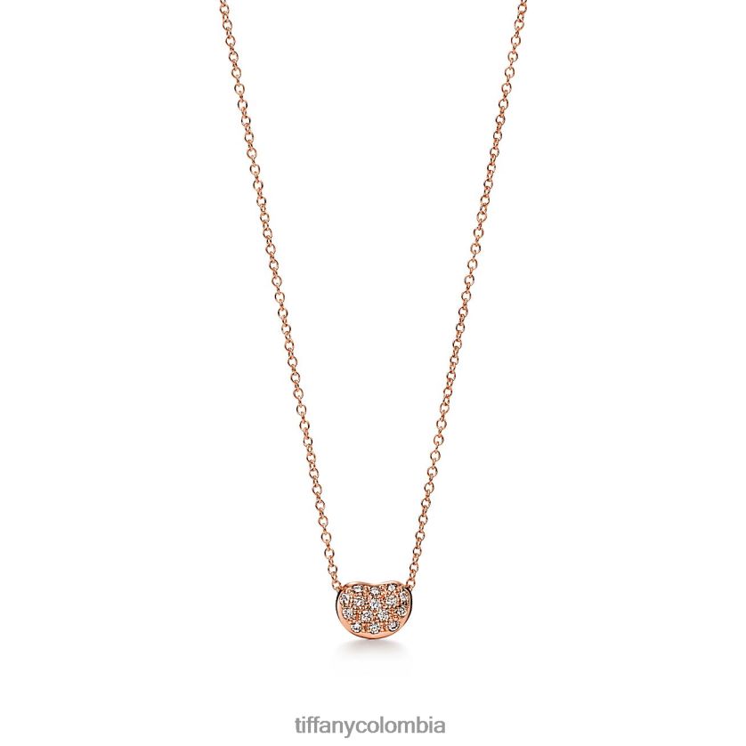 Tiffany colgante con diseño de frijol unisexo 2J40B8225 joyas en oro rosa con pavé de diamantes, 6,5 mm - Haga un click en la imagen para cerrar