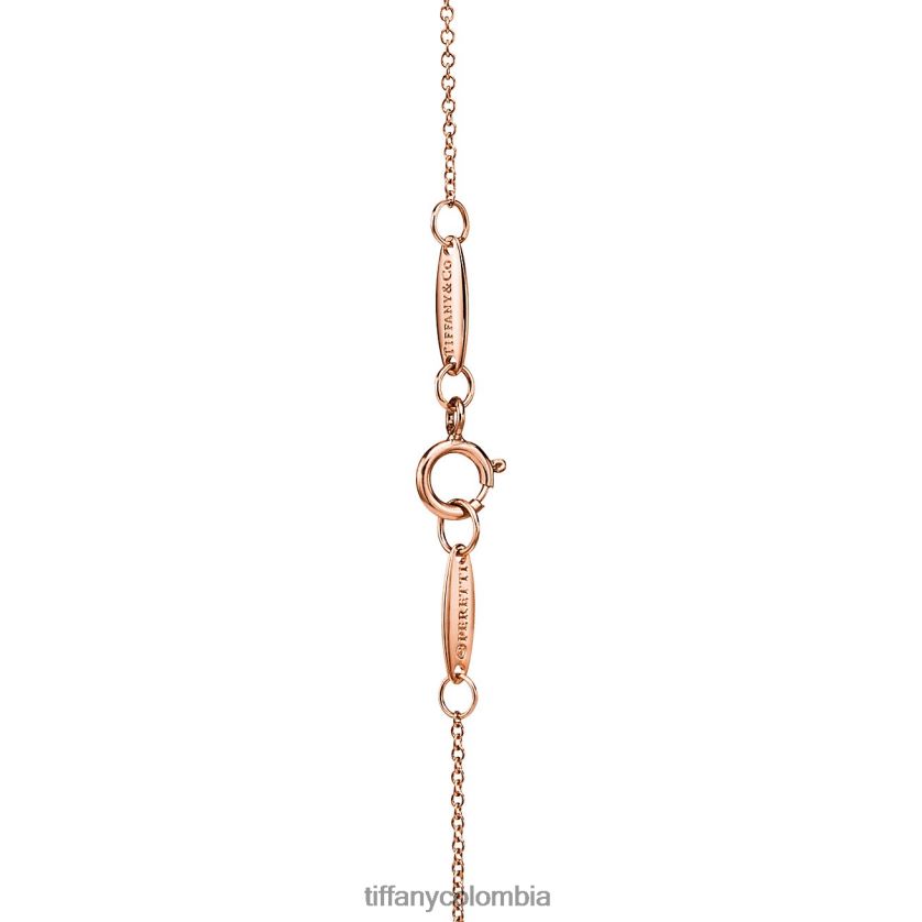 Tiffany colgante con diseño de frijol unisexo 2J40B8225 joyas en oro rosa con pavé de diamantes, 6,5 mm