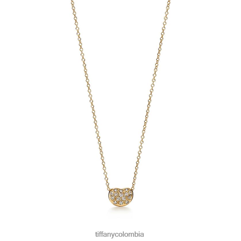 Tiffany colgante con diseño de frijol unisexo 2J40B8226 joyas en oro amarillo con pavé de diamantes, 6,5 mm