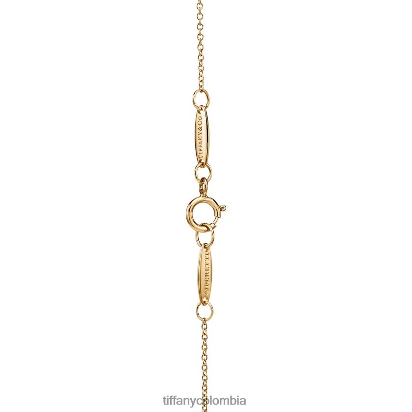 Tiffany colgante con diseño de frijol unisexo 2J40B8226 joyas en oro amarillo con pavé de diamantes, 6,5 mm