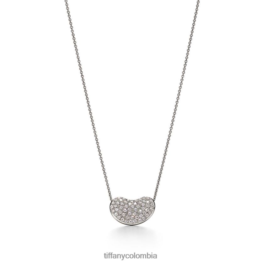 Tiffany colgante con diseño de frijol unisexo 2J40B8243 joyas en platino con pavé de diamantes, 18 mm