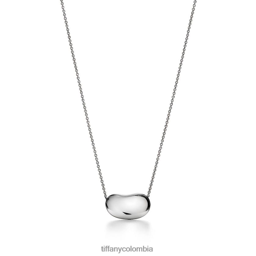 Tiffany colgante con diseño de frijol unisexo 2J40B8243 joyas en platino con pavé de diamantes, 18 mm