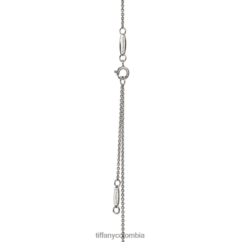 Tiffany colgante con diseño de frijol unisexo 2J40B8243 joyas en platino con pavé de diamantes, 18 mm