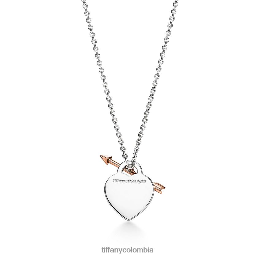 Tiffany colgante con etiqueta de corazón enamorado unisexo 2J40B840 joyas en plata y oro rosa, mediano