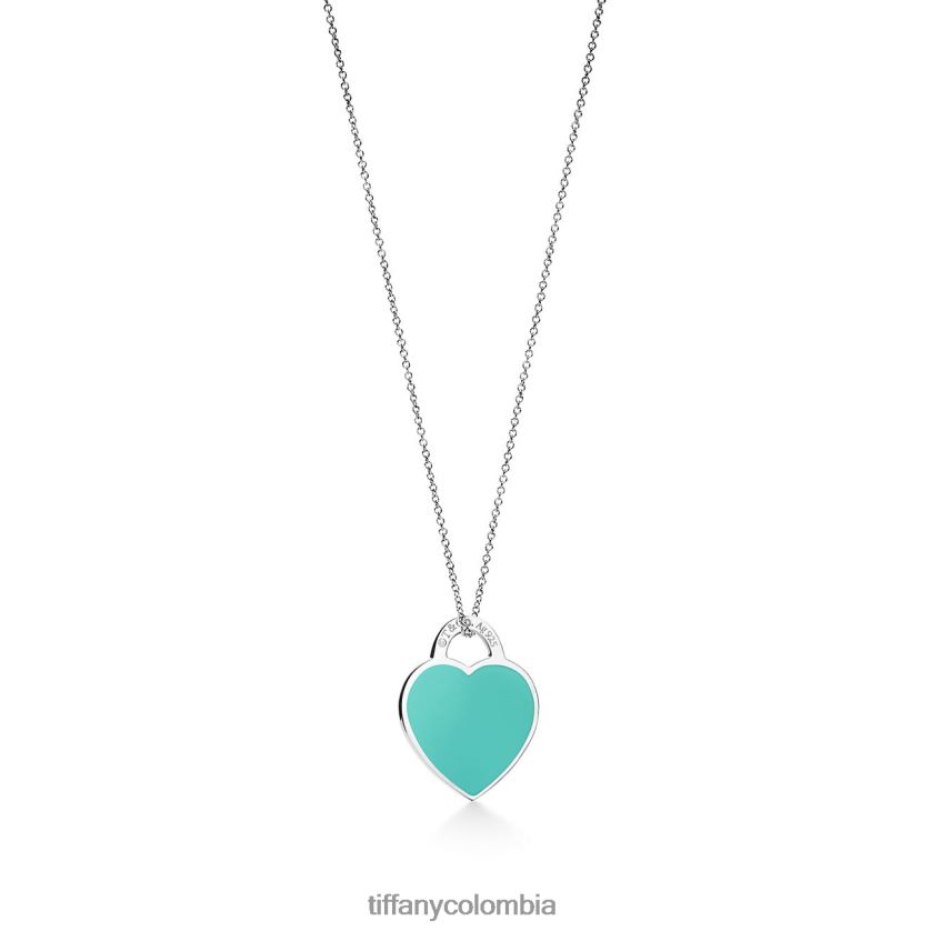 Tiffany colgante con etiqueta de corazón pequeño azul unisexo 2J40B8556 joyas en plata de ley