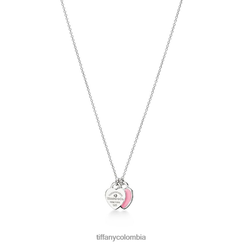 Tiffany colgante con etiqueta de doble corazón rosa unisexo 2J40B8251 joyas en plata con un diamante, mini - Haga un click en la imagen para cerrar