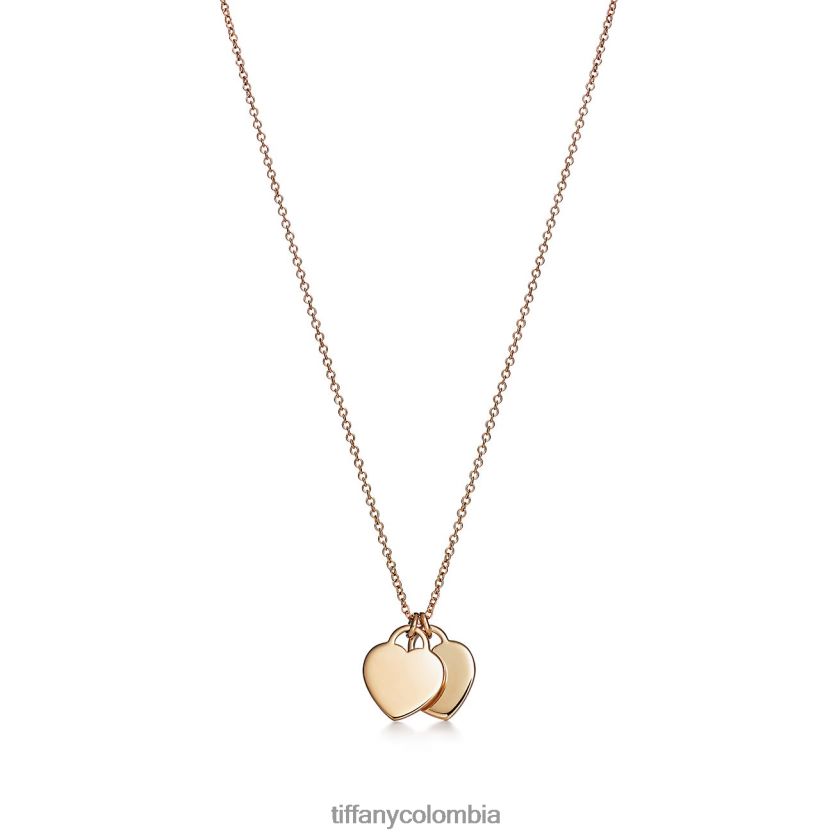 Tiffany colgante con etiqueta de doble corazón unisexo 2J40B892 joyas en oro amarillo, mini