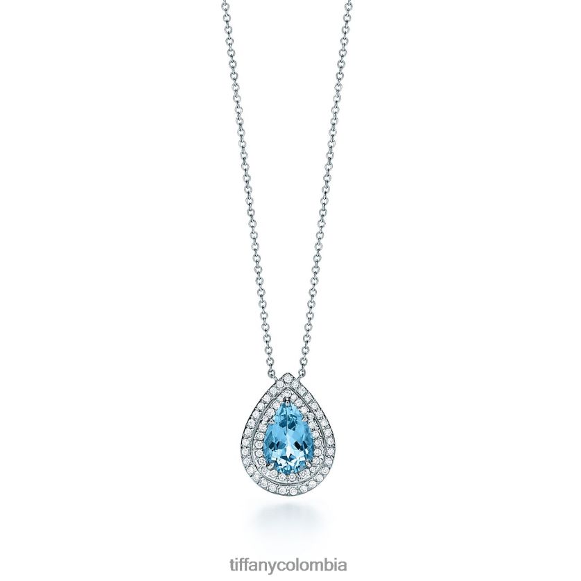 Tiffany colgante de aguamarina y diamantes unisexo 2J40B8166 joyas