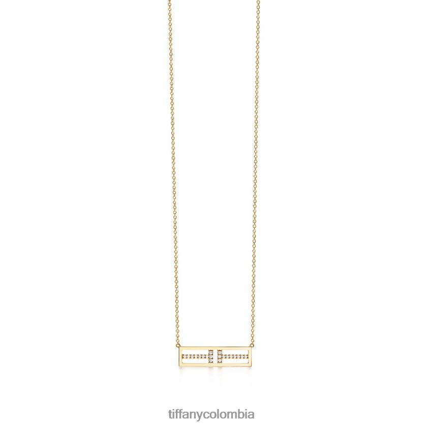 Tiffany colgante de barra de diamante horizontal abierto unisexo 2J40B8474 joyas en oro de 18k