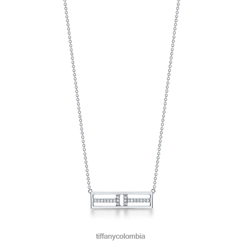 Tiffany colgante de barra de diamante horizontal abierto unisexo 2J40B8511 joyas en oro blanco de 18k