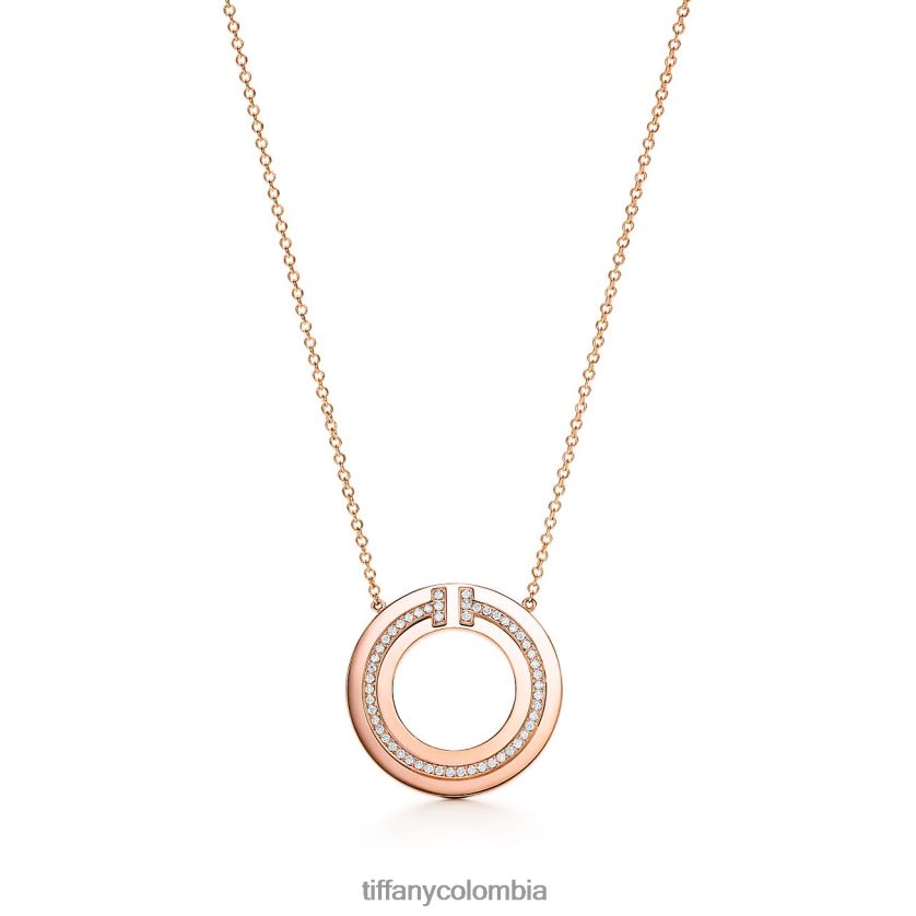 Tiffany colgante de círculo de diamantes unisexo 2J40B8396 joyas en oro rosa de 18k