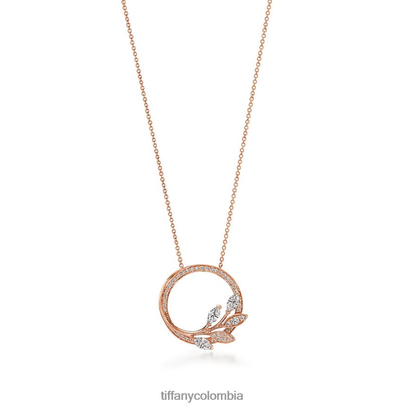 Tiffany colgante de círculo de vid de diamantes unisexo 2J40B8252 joyas en oro rosa de 18k