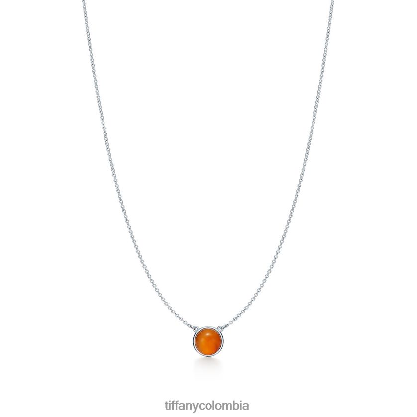 Tiffany colgante de calcedonia naranja color cortado a medida unisexo 2J40B8520 joyas en plata