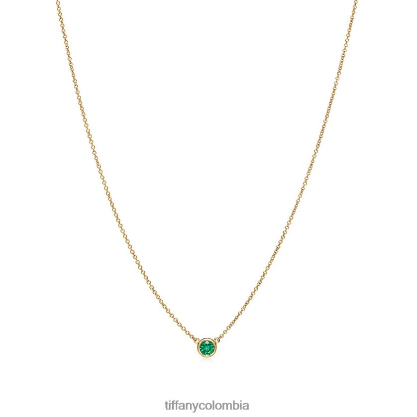 Tiffany colgante de color cortado a medida unisexo 2J40B8201 joyas en oro amarillo con una esmeralda